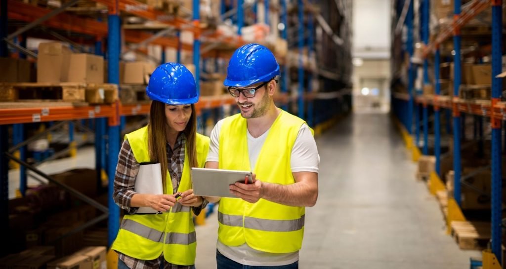 boy and girl standing in the logistic